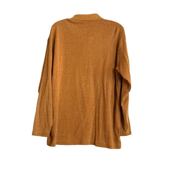 Vintage EZs Mens Long Sleeve Knit Polo Grandpa Shirt Retro Leisure Brown - Picture 3 of 7